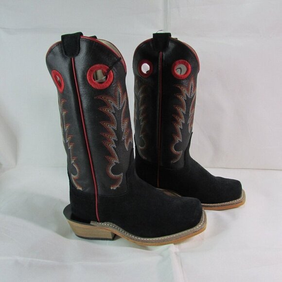 Old West Toddler Square Toe Suede Western Boots Black 8203 - Picture 1 of 4